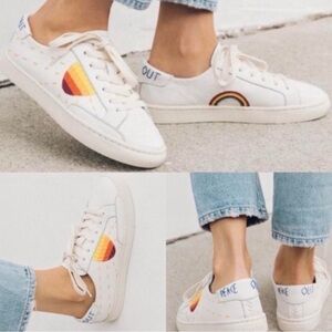 Soludos White Sneakers with Colorful Accents